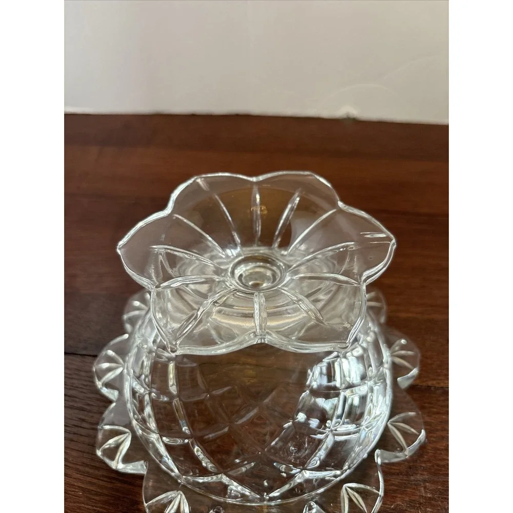 Vintage‎ Teleflora Cut Crystal Flower Compote Candy Dish Nut Bowl with Pedestal